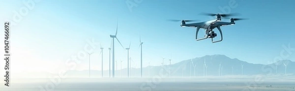 Fototapeta Drone technology, evolving solutions for solar energy, futuristic advancements in renewables.