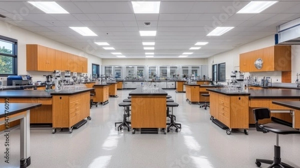 Fototapeta Modern Laboratory with Workstations and Equipment