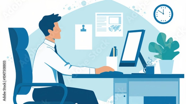 Obraz Professional man working at a modern office desk