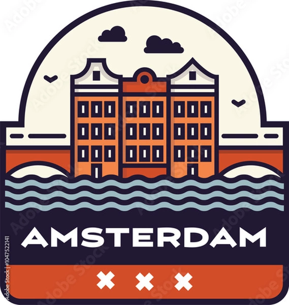 Obraz Amsterdam illustrated badge