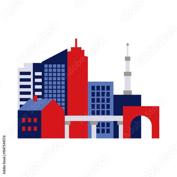 Obraz City landscape color illustration