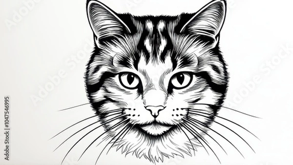 Fototapeta A playful drawn picture of cat bad with a mischievous expression, perfect for fun and quirky pet-themed designs or illustrations.