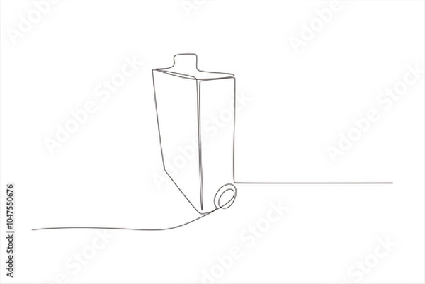 Fototapeta A minimalist line drawing of a carton with a straw, representing a drink container.