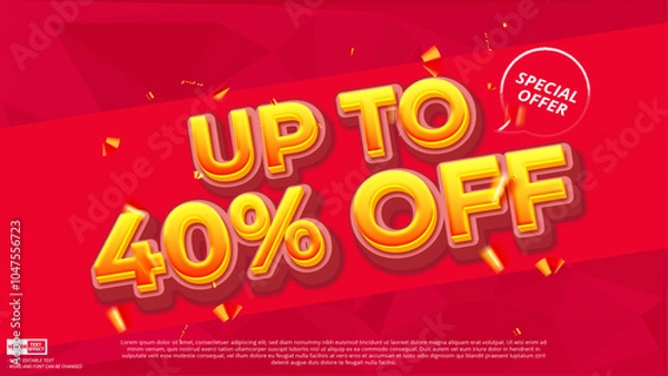 Fototapeta Special offer sale up to 40% off online store advertisement poster template with 3d editable vector text effect