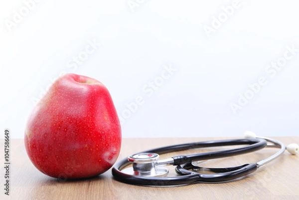 Fototapeta Apple as a symbol of taking care of your health, regular check-ups and taking care of yourself and your health