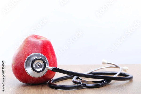 Fototapeta Apple as a symbol of taking care of your health, regular check-ups and taking care of yourself and your health