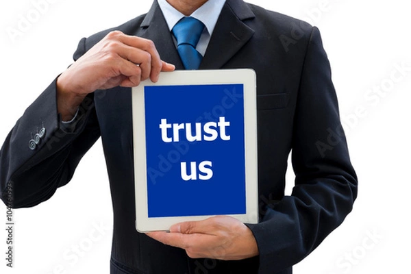 Fototapeta Businessman using tablet for presentation