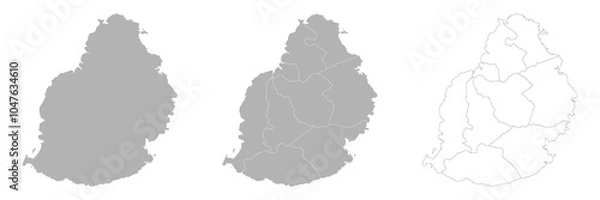 Fototapeta Set of MAURITIUS Maps with Main Map and Regional maps