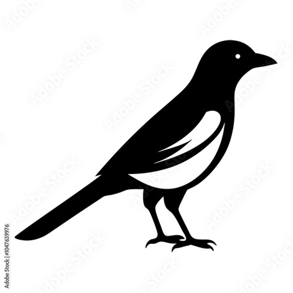 Obraz Simple magpie silhouette vector logo icon on white background