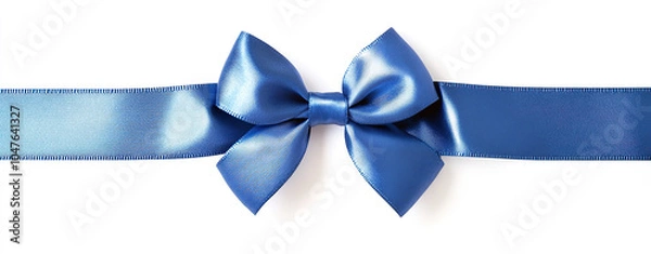 Fototapeta Elegant Blue Satin Ribbon Bow on White Background