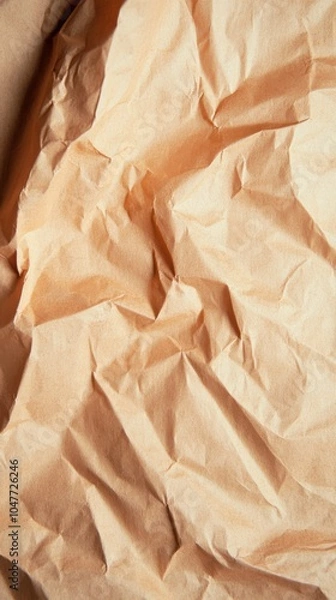 Fototapeta クリエイティブな背景やデザインプロジェクトのためのくしゃくしゃになった茶色の紙のテクスチャ