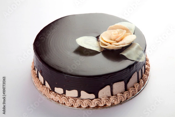 Obraz chocolate cake isolated on white background
