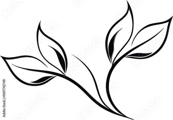 Obraz Natural Border Corner Element with Intertwined Branches and Leaves - Simple Flat Design with Sunset Lighting vector .