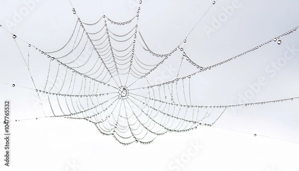 Fototapeta Dew-covered spiderweb, intricate