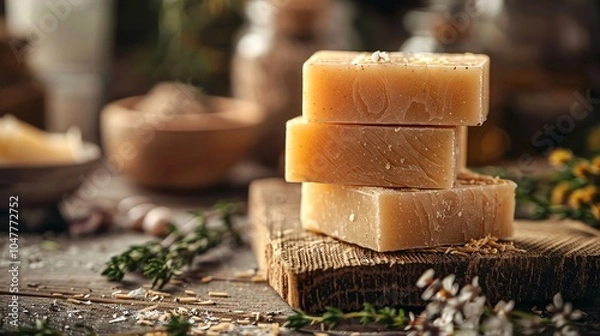 Obraz Goat Milk Soap Bars Handcrafted goat milk soap bars with natural ingredients