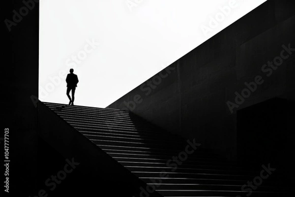 Obraz man climb up stairs
