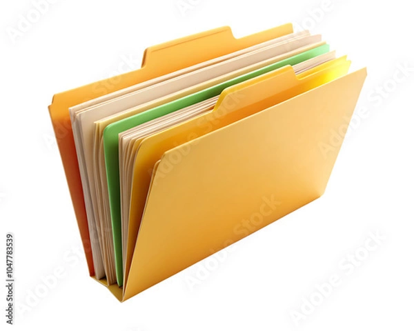 Obraz File folder in shelf racks isolated on white background as transparent. PNG. AI GENERATED.