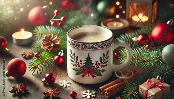 Obraz Coffee, Christmas, cozy, decorations

