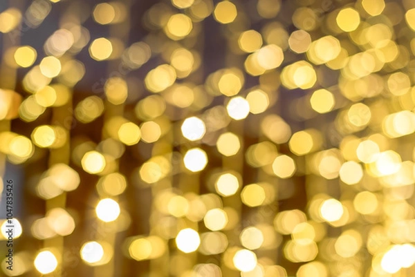 Fototapeta Yellow warm Blurred bokeh Merry Christmas and Happy Ney Year Background