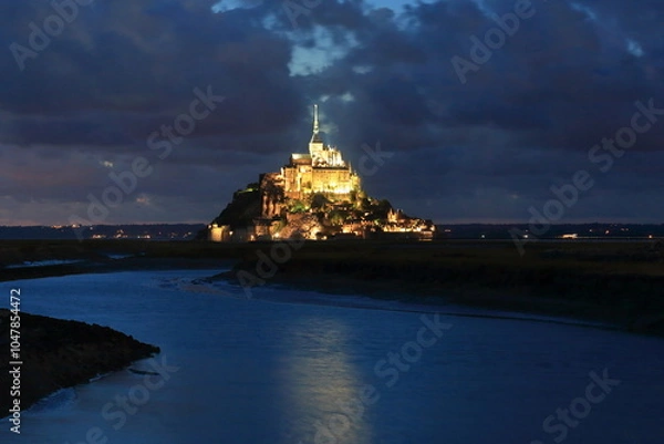 Obraz ライトアップされたモンサンミッシェル