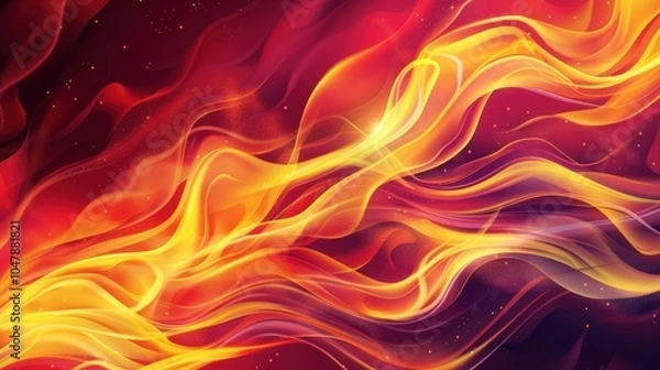 Fototapeta Abstract Swirling Yellow and Red Flame-Like Design