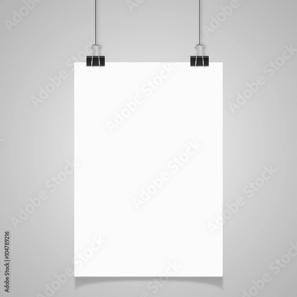 Obraz Blank white page hanging against grey background
