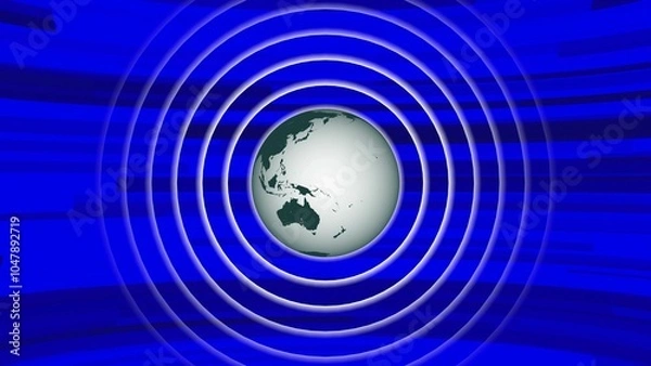 Fototapeta international news background animation. 3d rotated earth technology news animated. News background full screen blue world map earth globe animation. animation of rotating Earth globe with flickering	