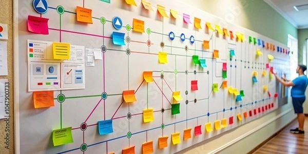 Obraz User Journey Map Displayed on Wall for Goal-Oriented Process