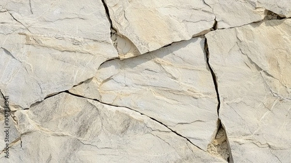 Obraz Close-up of a cracked and weathered stone surface with a natural, rough texture.