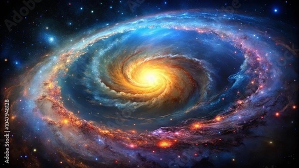 Fototapeta A celestial dance of swirling gas and dust illuminated by the brilliance of distant stars, a vibrant tapestry of color woven across the vast expanse of space.