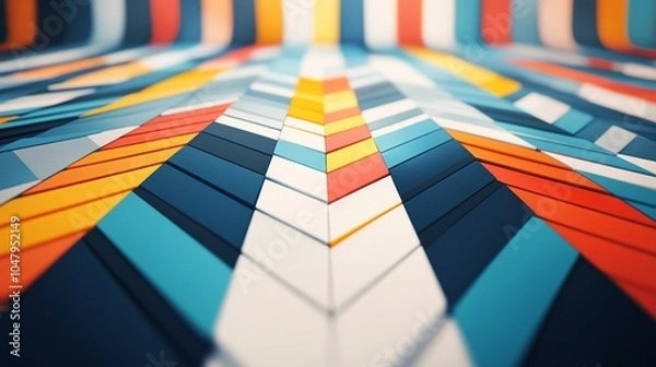 Obraz Abstract Geometric Pattern with Vibrant Colors and 3D Perspective