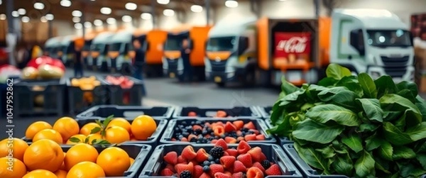 Obraz Fresh Produce in Warehouse: Logistics and Distribution, Close-up