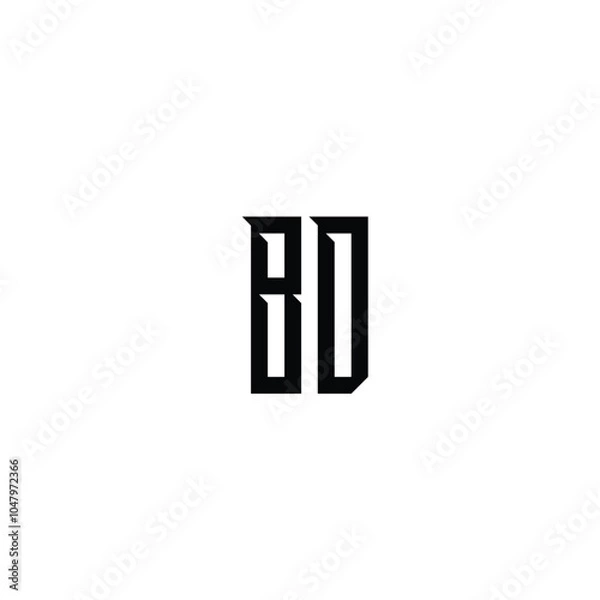 Fototapeta BD monogram logo design letter text name symbol monochrome logotype alphabet character simple logo