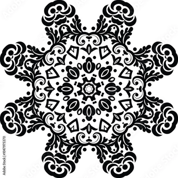 Fototapeta Real Flower Mandala Circular Pattern in the Form of a Mandala Decorative Ornament in Ethnic Oriental Style.