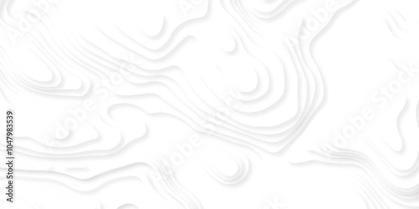 Fototapeta White papercut banner of gradient white paper layers. abstract smooth origami shape paper cut, flowing liquid