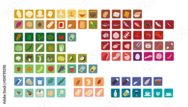 Obraz 食品分類アイコン（分類別カラー ぼかし）