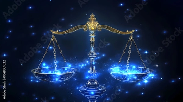 Fototapeta A graceful scale symbol representing the Libra zodiac, balanced and symmetrical, symbolizing harmony, fairness, and the pursuit of balance under the autumn sky.