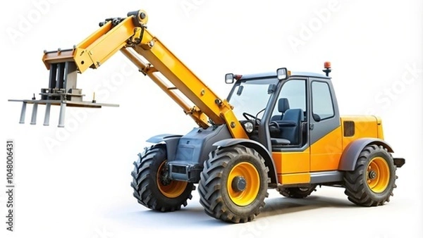 Fototapeta Telescopic handler machine isolated on white background