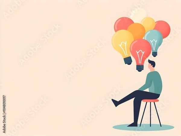 Obraz Balancing Creative and Critical Thinking for Developing Innovative Ideas in Flat Design