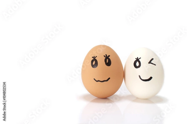 Obraz white and brown egg couple in the white