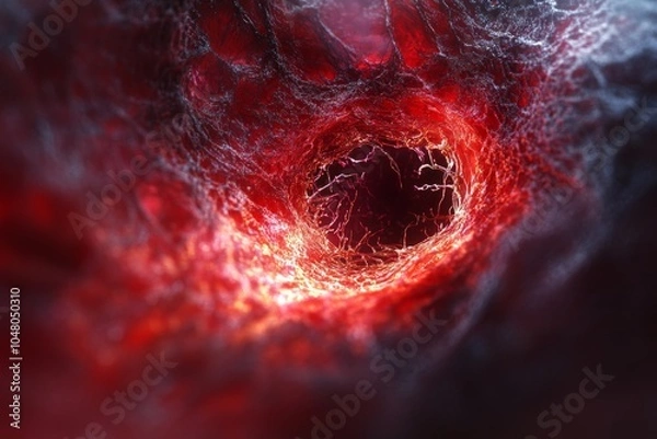 Fototapeta close-up microscopic blood endoscopy for intestinal treatment. Scientific depth of field.