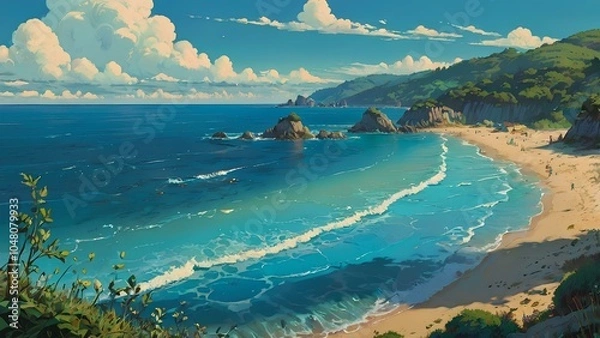 Obraz Relaxing Summer Vacation: Idyllic Beach with Calm Ocean