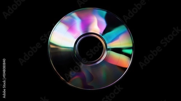 Obraz A CD reflecting rainbow colors under a beam of light, creating an iridescent effect