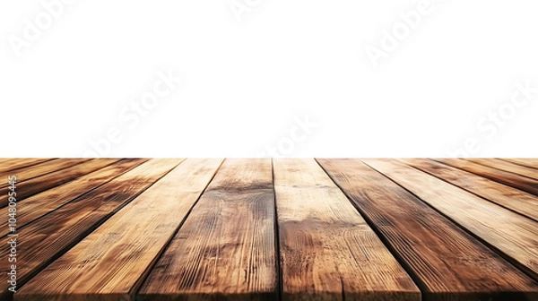 Fototapeta Light wooden table top isolate on transparent background, Products presentation concept