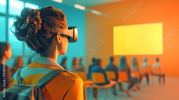 Fototapeta immersive technology for learning, interactive 3D educational simulations in diverse subjects, high engagement, Illustrations, stock photos