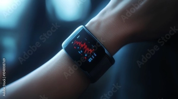 Obraz wellness technology, advanced wearable health monitors, elegantly displaying real-time health stats, Illustrations, stock photos