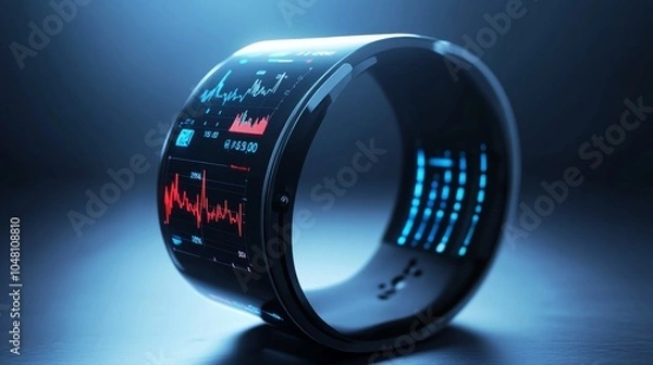 Obraz wellness technology, advanced wearable health monitors, elegantly displaying real-time health stats, Illustrations, stock photos