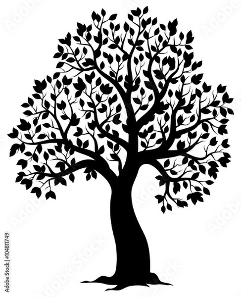 Fototapeta Silhouette of leafy tree theme 3