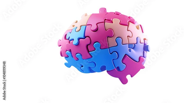 Fototapeta Colorful Puzzle Brain Concept for Creativity and Learning