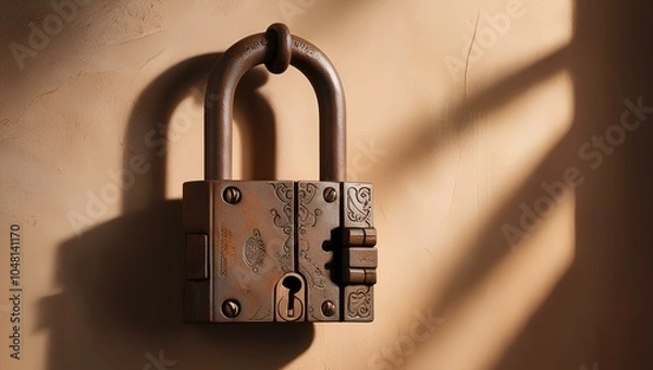 Fototapeta  A highly detailed rusted lock with intricate